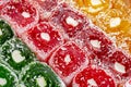 Background of rows of colorful Turkish Delight sweets Royalty Free Stock Photo