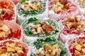 Background of rows of colorful Turkish Delight sweets Royalty Free Stock Photo