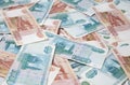 Background of russian roubles bills Royalty Free Stock Photo