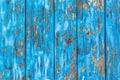 Background of rustic planks with blue paint peel off Royalty Free Stock Photo
