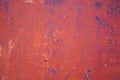 Background of rusty iron wall with cracked red paint Royalty Free Stock Photo