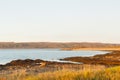 Background on the Rybachy peninsula. The Barents Sea. Sunset on the sea Royalty Free Stock Photo