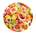 Background with salad in circle