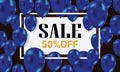 Sale Background 50 % off with the blue ballons