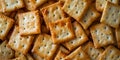 background with saltine crackers. top view