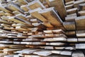 Background of sawn boards in a stack. lumber at a sawmill