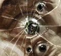 background scared eye in broken glass, horror art