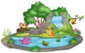 Background scene of animals and pond