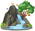 Background scene of birds by the waterfall