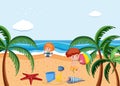 Background scene with kids playing on the beach Royalty Free Stock Photo