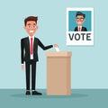 Background scene man in suit vote for male candidate