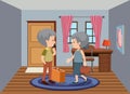 Background scene with old people staying at home Royalty Free Stock Photo