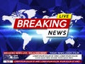 Background screen saver on breaking news. Breaking news live on world map on the blue background Royalty Free Stock Photo