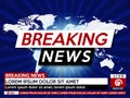 Background screen saver on breaking news. Breaking news live on world map on the blue background Royalty Free Stock Photo