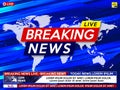 Background screen saver on breaking news. Breaking news live on world map on the blue background Royalty Free Stock Photo