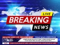 Background screen saver on breaking news. Breaking news live on world map on the blue background
