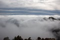 Background of sea of clouds above the summit of the island of Gran Canaria. Weather concept Royalty Free Stock Photo