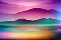 Background with sea and mountain. Sunset time. Royalty Free Stock Photo