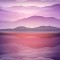 Background with sea and mountain. Sunset time. Royalty Free Stock Photo