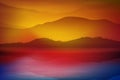 Background with sea and mountain. Sunset time. Royalty Free Stock Photo