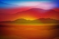 Background with sea and mountain. Sunset time. Royalty Free Stock Photo