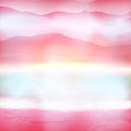 Background with sea and mountain. Sunset time. Royalty Free Stock Photo