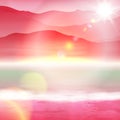 Background with sea and mountain. Sunset time. Royalty Free Stock Photo