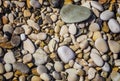 Background of Sea pebbles on a beach in sunlit