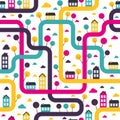Background seamless pattern with abstract town