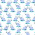 background seamless pattern with elephant and water droplets Royalty Free Stock Photo