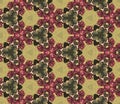 Background seamless pattern from the floral figures pale green and red colored. Geometric design template with symmetric ornament Royalty Free Stock Photo