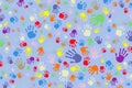 Background of a set of color prints of hands Royalty Free Stock Photo