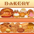 background with a set of different bread and bakery