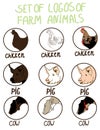 Background with set logo farm animals