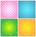 Background Set of seamless 4 color pink blue sky green yellow. Royalty Free Stock Photo