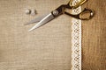 Background with sewing and knitting tools Royalty Free Stock Photo