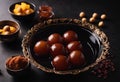 background sh Jamun black Sweet Gulab black bowl Dessert Indian