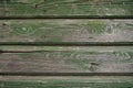 Background of shabby horizontal boards painted with green paint. Fragment of wooden shutters of an old house in Herceg Royalty Free Stock Photo