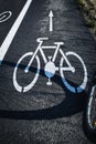 Shadow bicycle wheel on the road