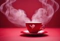 background shape red celebration steam tecoffee two space love Copy heart Cups concept Royalty Free Stock Photo