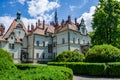 Background of Shenborn Castle in the Ukrainian Carpathian Mountains. Royalty Free Stock Photo