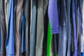 Collection of colored shirts on hangers Royalty Free Stock Photo