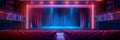 background showcasing a school auditorium with a stage, curtains, and seats filled for a performance. Royalty Free Stock Photo