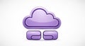 Glossy Purple Cloud with Two Rectangular Blocks Below on a White Background Royalty Free Stock Photo