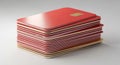 Stack of Red and Gold SIM Cards with Gold Chip Detail on White Background (161 Royalty Free Stock Photo
