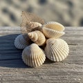 Background shows a blurred sandy texture, suggesting a beach Royalty Free Stock Photo