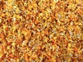 Background - shredded calendula petals.