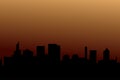 Background of silhouettes of skyscrapers. Modern vector landscape. Modern city, houses, skyscrapers. Dark silhouette of buildings Royalty Free Stock Photo