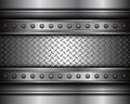 Background silver metallic, 3d chrome vector design with diamond plate sheet metal texture Royalty Free Stock Photo