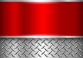 Background silver red metallic, 3d chrome design with diamond plate texture Royalty Free Stock Photo